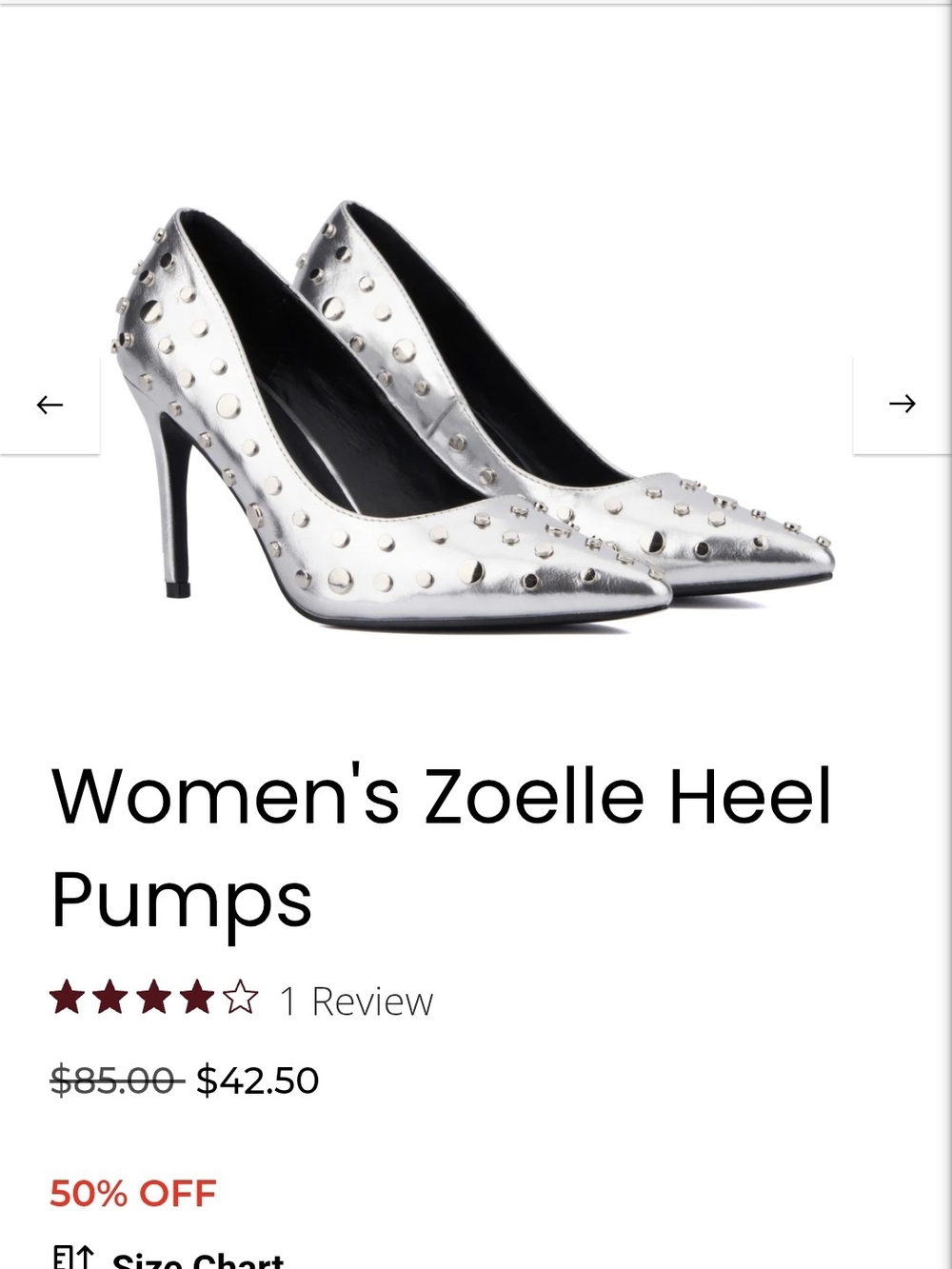Torgeis Zoelle Women's Silver Studded Pointed-Toe Heel Pumps
